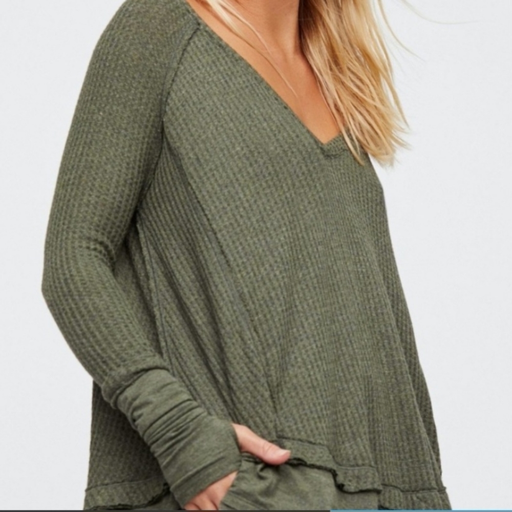 Free People Laguna Waffle Thermal XS Oversized